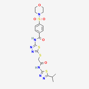 molecular formula C20H23N7O5S4 B2688971 N-(5-((2-((5-isopropyl-1,3,4-thiadiazol-2-yl)amino)-2-oxoethyl)thio)-1,3,4-thiadiazol-2-yl)-4-(morpholinosulfonyl)benzamide CAS No. 389073-66-9