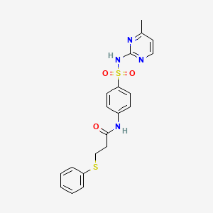molecular formula C20H20N4O3S2 B2688976 N-[4-[(4-methylpyrimidin-2-yl)sulfamoyl]phenyl]-3-phenylsulfanylpropanamide CAS No. 104246-52-8