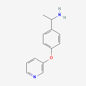 molecular formula C13H14N2O B2688978 1-[4-(Pyridin-3-yloxy)phenyl]ethan-1-amine CAS No. 869945-02-8