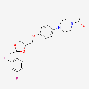 molecular formula C23H26F2N2O4 B2688980 1-[4-[4-[[(2R,4S)-2-(2,4-difluorophenyl)-2-methyl-1,3-dioxolan-4-yl]methoxy]phenyl]piperazin-1-yl]ethanone CAS No. 1186622-98-9