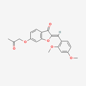 molecular formula C20H18O6 B2688992 (Z)-2-(2,4-二甲氧基苯甲亚甲基)-6-(2-氧代丙氧基)苯并呋喃-3(2H)-酮 CAS No. 859132-59-5