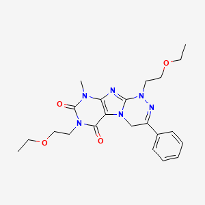 molecular formula C22H28N6O4 B2689000 1,7-bis(2-ethoxyethyl)-9-methyl-3-phenyl-4H-purino[8,7-c][1,2,4]triazine-6,8-dione CAS No. 898443-47-5