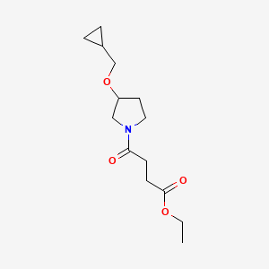 molecular formula C14H23NO4 B2689006 乙酸4-(3-(环丙基甲氧基)吡咯烷-1-基)-4-氧代丁酸乙酯 CAS No. 2034607-60-6