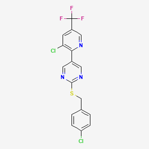 2-((4-Chlorobenzyl)sulfanyl)-5-(3-chloro-5-(trifluoromethyl)-2-pyridinyl)pyrimidine