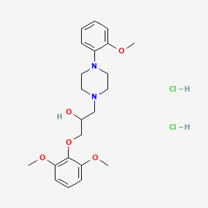molecular formula C22H32Cl2N2O5 B2689030 1-(2,6-Dimethoxyphenoxy)-3-(4-(2-methoxyphenyl)piperazin-1-yl)propan-2-ol dihydrochloride CAS No. 1215522-15-8