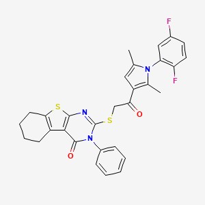 2-[2-[1-(2,5-Difluorophenyl)-2,5-dimethylpyrrol-3-yl]-2-oxoethyl]sulfanyl-3-phenyl-5,6,7,8-tetrahydro-[1]benzothiolo[2,3-d]pyrimidin-4-one