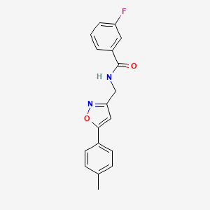 molecular formula C18H15FN2O2 B2689040 3-fluoro-N-((5-(p-tolyl)isoxazol-3-yl)methyl)benzamide CAS No. 946344-42-9