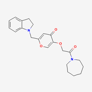 5-(2-(azepan-1-yl)-2-oxoethoxy)-2-(indolin-1-ylmethyl)-4H-pyran-4-one