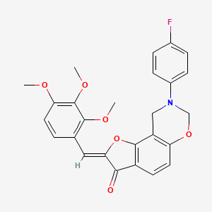 molecular formula C26H22FNO6 B2689052 (Z)-8-(4-fluorophenyl)-2-(2,3,4-trimethoxybenzylidene)-8,9-dihydro-2H-benzofuro[7,6-e][1,3]oxazin-3(7H)-one CAS No. 951975-72-7