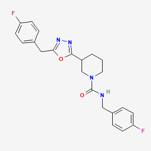molecular formula C22H22F2N4O2 B2689054 N-(4-氟苄基)-3-(5-(4-氟苄基)-1,3,4-氧代噻二唑-2-基)哌啶-1-甲酰胺 CAS No. 1171583-79-1