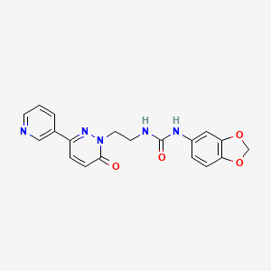 molecular formula C19H17N5O4 B2689059 1-(苯并[d][1,3]二噁杂环戊-5-基)-3-(2-(6-氧代-3-(吡啶-3-基)吡啶并[1,6H]-基)乙基)脲 CAS No. 1105246-16-9