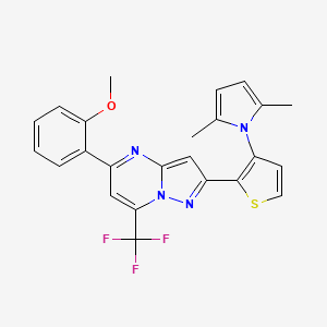 molecular formula C24H19F3N4OS B2689062 2-[3-(2,5-二甲基-1H-吡咯-1-基)-2-噻吩基]-5-(2-甲氧基苯基)-7-(三氟甲基)吡唑并[1,5-a]嘧啶 CAS No. 861209-63-4