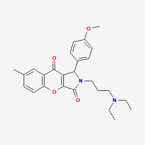 molecular formula C26H30N2O4 B2689071 2-(3-(二乙基氨基)丙基)-1-(4-甲氧基苯基)-7-甲基-1,2-二氢香豆素并[2,3-c]吡咯-3,9-二酮 CAS No. 893351-82-1
