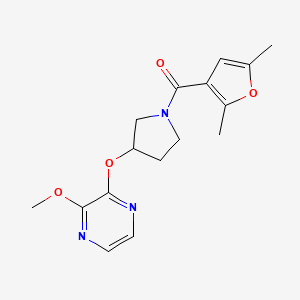 molecular formula C16H19N3O4 B2689072 (2,5-Dimethylfuran-3-yl)(3-((3-methoxypyrazin-2-yl)oxy)pyrrolidin-1-yl)methanone CAS No. 2034398-79-1