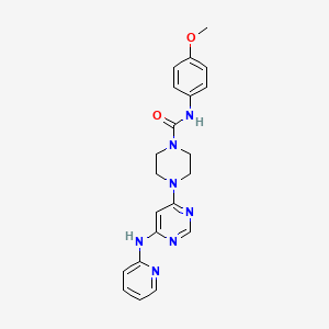 molecular formula C21H23N7O2 B2689075 N-(4-methoxyphenyl)-4-(6-(pyridin-2-ylamino)pyrimidin-4-yl)piperazine-1-carboxamide CAS No. 1421494-55-4