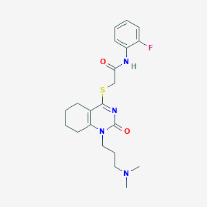 2-((1-(3-(dimethylamino)propyl)-2-oxo-1,2,5,6,7,8-hexahydroquinazolin-4-yl)thio)-N-(2-fluorophenyl)acetamide