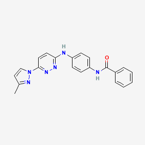 molecular formula C21H18N6O B2689088 N-(4-((6-(3-methyl-1H-pyrazol-1-yl)pyridazin-3-yl)amino)phenyl)benzamide CAS No. 1019105-79-3