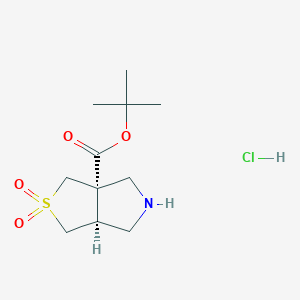 molecular formula C11H20ClNO4S B2689093 Tert-butyl (3aR,6aS)-2,2-dioxo-1,3,4,5,6,6a-hexahydrothieno[3,4-c]pyrrole-3a-carboxylate;hydrochloride CAS No. 2490322-63-7