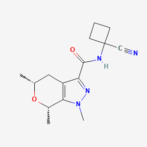 molecular formula C15H20N4O2 B2689098 (5R,7S)-N-(1-Cyanocyclobutyl)-1,5,7-trimethyl-5,7-dihydro-4H-pyrano[3,4-c]pyrazole-3-carboxamide CAS No. 2418593-90-3