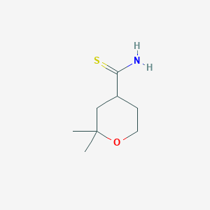 molecular formula C8H15NOS B2689099 2,2-dimethyltetrahydro-2H-pyran-4-carbothioamide CAS No. 84125-26-8