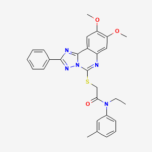 molecular formula C28H27N5O3S B2689106 2-[(8,9-dimethoxy-2-phenyl[1,2,4]triazolo[1,5-c]quinazolin-5-yl)thio]-N-ethyl-N-(3-methylphenyl)acetamide CAS No. 901755-98-4