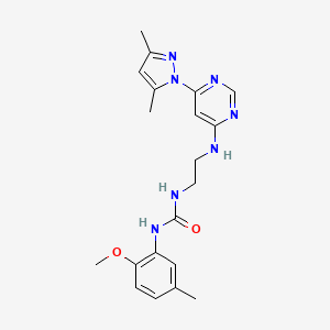 molecular formula C20H25N7O2 B2689107 1-(2-((6-(3,5-dimethyl-1H-pyrazol-1-yl)pyrimidin-4-yl)amino)ethyl)-3-(2-methoxy-5-methylphenyl)urea CAS No. 1170401-40-7