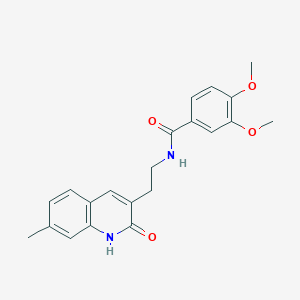 molecular formula C21H22N2O4 B2689110 3,4-dimethoxy-N-[2-(7-methyl-2-oxo-1H-quinolin-3-yl)ethyl]benzamide CAS No. 851405-03-3