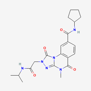 molecular formula C21H26N6O4 B2689113 N-cyclopentyl-2-(2-(isopropylamino)-2-oxoethyl)-4-methyl-1,5-dioxo-1,2,4,5-tetrahydro-[1,2,4]triazolo[4,3-a]quinazoline-8-carboxamide CAS No. 1105230-89-4