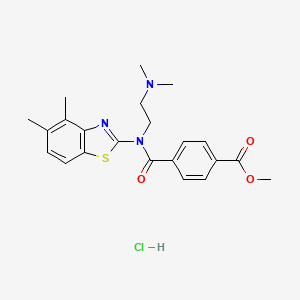 molecular formula C22H26ClN3O3S B2689119 Methyl 4-((2-(dimethylamino)ethyl)(4,5-dimethylbenzo[d]thiazol-2-yl)carbamoyl)benzoate hydrochloride CAS No. 1216388-27-0