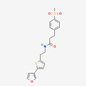 molecular formula C20H21NO4S2 B2689126 N-(2-(5-(furan-3-yl)thiophen-2-yl)ethyl)-3-(4-(methylsulfonyl)phenyl)propanamide CAS No. 2034596-36-4