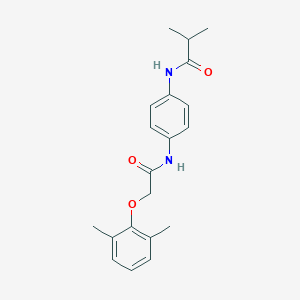 molecular formula C20H24N2O3 B268914 N-(4-{[(2,6-dimethylphenoxy)acetyl]amino}phenyl)-2-methylpropanamide 