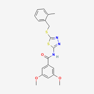 molecular formula C19H19N3O3S2 B2689142 3,5-dimethoxy-N-(5-((2-methylbenzyl)thio)-1,3,4-thiadiazol-2-yl)benzamide CAS No. 868976-50-5
