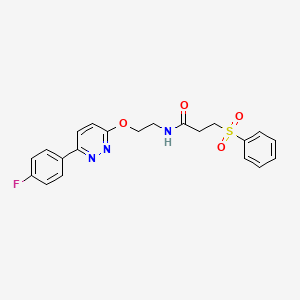 molecular formula C21H20FN3O4S B2689146 N-(2-((6-(4-fluorophenyl)pyridazin-3-yl)oxy)ethyl)-3-(phenylsulfonyl)propanamide CAS No. 1206993-28-3