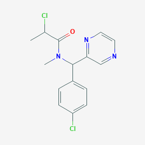 molecular formula C15H15Cl2N3O B2689149 2-Chloro-N-[(4-chlorophenyl)-pyrazin-2-ylmethyl]-N-methylpropanamide CAS No. 2411299-14-2