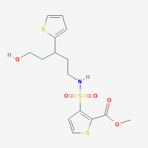 molecular formula C15H19NO5S3 B2689153 甲基3-(N-(5-羟基-3-(噻吩-2-基)戊基)磺酰基)噻吩-2-甲酸酯 CAS No. 2034328-67-9