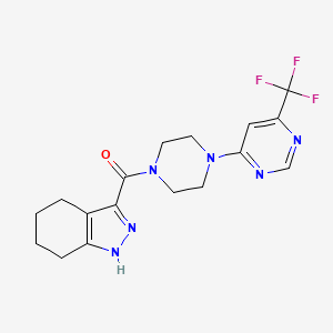 molecular formula C17H19F3N6O B2689156 (4,5,6,7-四氢-1H-吲哚-3-基)(4-(6-(三氟甲基)嘧啶-4-基)哌嗪-1-基)甲酮 CAS No. 2034441-33-1