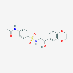 molecular formula C18H20N2O6S B2689159 N-(4-(N-(2-(2,3-dihydrobenzo[b][1,4]dioxin-6-yl)-2-hydroxyethyl)sulfamoyl)phenyl)acetamide CAS No. 1790749-83-5