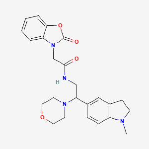 molecular formula C24H28N4O4 B2689163 N-(2-(1-methylindolin-5-yl)-2-morpholinoethyl)-2-(2-oxobenzo[d]oxazol-3(2H)-yl)acetamide CAS No. 1210191-76-6