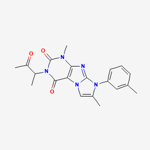 molecular formula C20H21N5O3 B2689173 4,7-Dimethyl-6-(3-methylphenyl)-2-(3-oxobutan-2-yl)purino[7,8-a]imidazole-1,3-dione CAS No. 876669-51-1