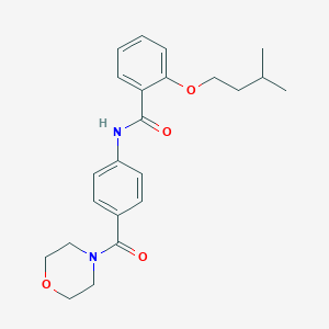 molecular formula C23H28N2O4 B268918 2-(3-methylbutoxy)-N-[4-(morpholin-4-ylcarbonyl)phenyl]benzamide 
