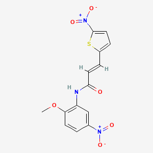 molecular formula C14H11N3O6S B2689180 (E)-N-(2-methoxy-5-nitrophenyl)-3-(5-nitrothiophen-2-yl)acrylamide CAS No. 476309-92-9