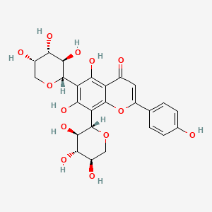 molecular formula C25H26O13 B2689190 香根素 6-C-alpha-L-阿拉伯吡喃糖基-8-C-beta-D-木糖基苷 CAS No. 677021-30-6