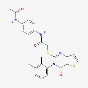 molecular formula C24H22N4O3S2 B2689199 N-[4-(acetylamino)phenyl]-2-{[3-(2,3-dimethylphenyl)-4-oxo-3,4-dihydrothieno[3,2-d]pyrimidin-2-yl]sulfanyl}acetamide CAS No. 1291863-70-1