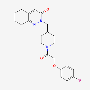 molecular formula C22H26FN3O3 B2689206 2-[[1-[2-(4-Fluorophenoxy)acetyl]piperidin-4-yl]methyl]-5,6,7,8-tetrahydrocinnolin-3-one CAS No. 2310159-98-7