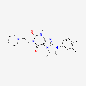 molecular formula C25H32N6O2 B2689207 8-(3,4-二甲基苯基)-1,6,7-三甲基-3-(2-(哌啶-1-基)乙基)-1H-咪唑[2,1-f]嘧啶-2,4(3H,8H)-二酮 CAS No. 896599-11-4