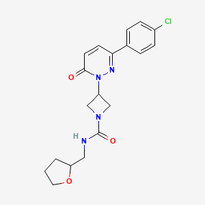 molecular formula C19H21ClN4O3 B2689209 3-[3-(4-Chlorophenyl)-6-oxopyridazin-1-yl]-N-(oxolan-2-ylmethyl)azetidine-1-carboxamide CAS No. 2380081-08-1