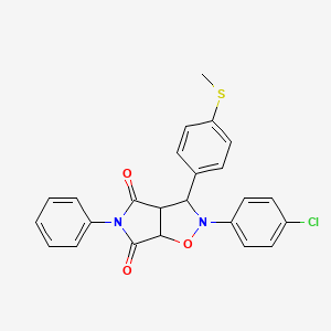 molecular formula C24H19ClN2O3S B2689217 2-(4-chlorophenyl)-3-(4-(methylthio)phenyl)-5-phenyldihydro-2H-pyrrolo[3,4-d]isoxazole-4,6(5H,6aH)-dione CAS No. 473445-20-4