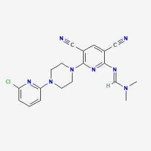 molecular formula C19H19ClN8 B2689220 N'-{6-[4-(6-chloro-2-pyridinyl)piperazino]-3,5-dicyano-2-pyridinyl}-N,N-dimethyliminoformamide CAS No. 339110-72-4