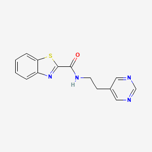 molecular formula C14H12N4OS B2689226 N-(2-(pyrimidin-5-yl)ethyl)benzo[d]thiazole-2-carboxamide CAS No. 2034342-52-2