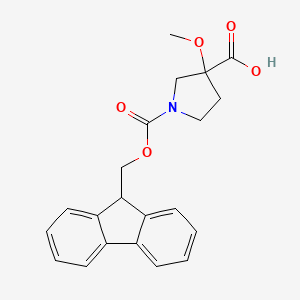 molecular formula C21H21NO5 B2689232 1-{[(9H-fluoren-9-yl)methoxy]carbonyl}-3-methoxypyrrolidine-3-carboxylic acid CAS No. 2137688-95-8